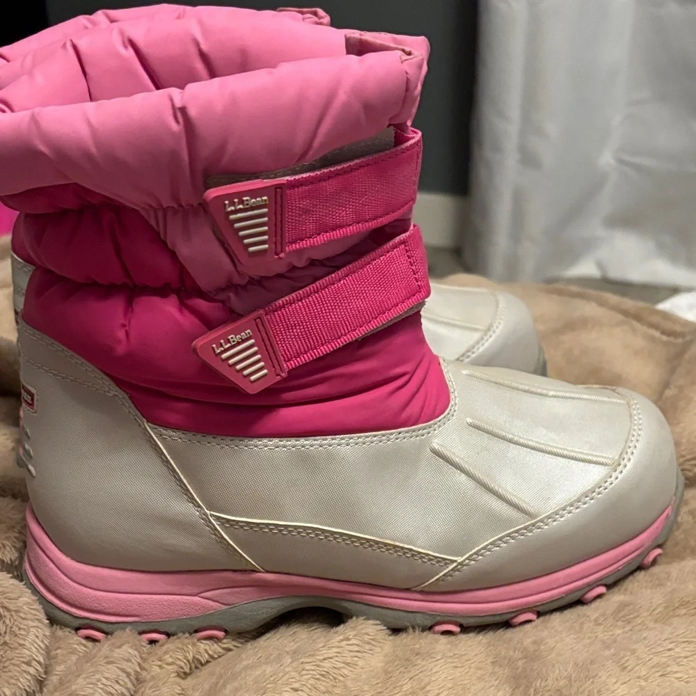 L.L. Bean Pink and Silver Kids Snow Boots
